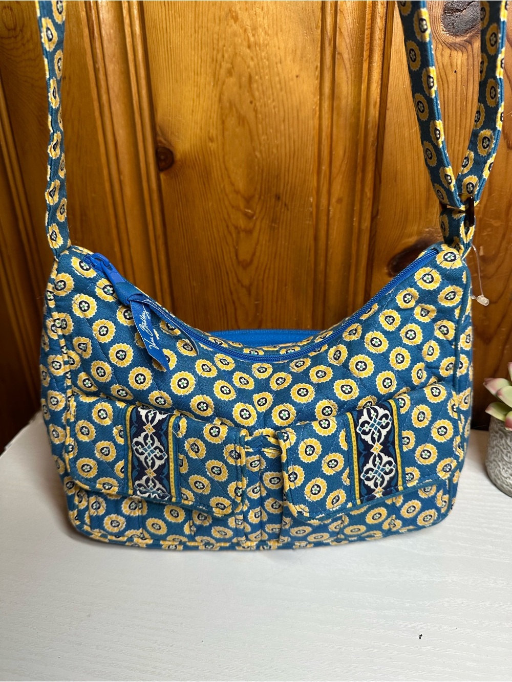 Vera Bradley Blue and Yellow Quilted Shoulder Bag